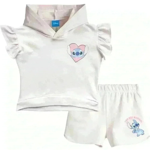 NWT Disney Girls Set Fleece Hooded Ruffle Short Sleeve Shirt and Shorts Sz 3-6MO - Picture 8 of 12